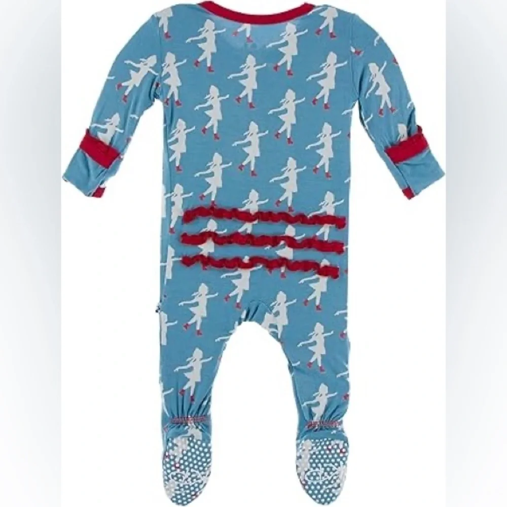 Kickee Pants Blue Baby Onesie with Red Trim 12-18 Mnths